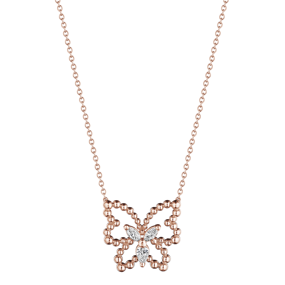 Beaded Butterfly Diamond Pendant
