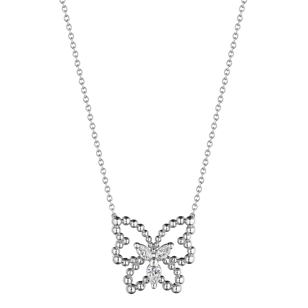 Beaded Butterfly Diamond Pendant