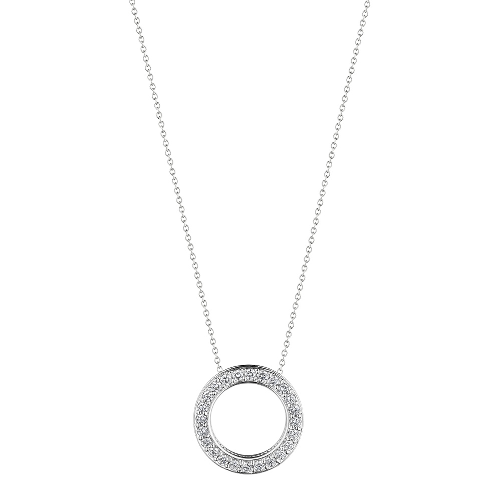 Beaded Diamond Circle Pendant
