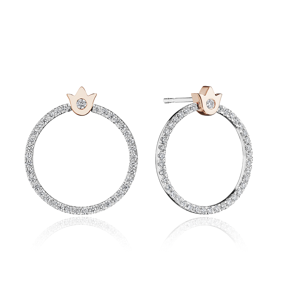 Small Crest Diamond Circle Earring