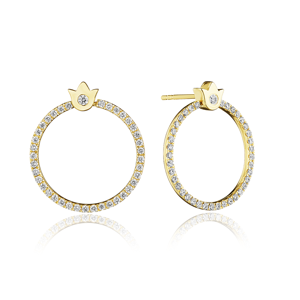 Small Crest Diamond Circle Earring