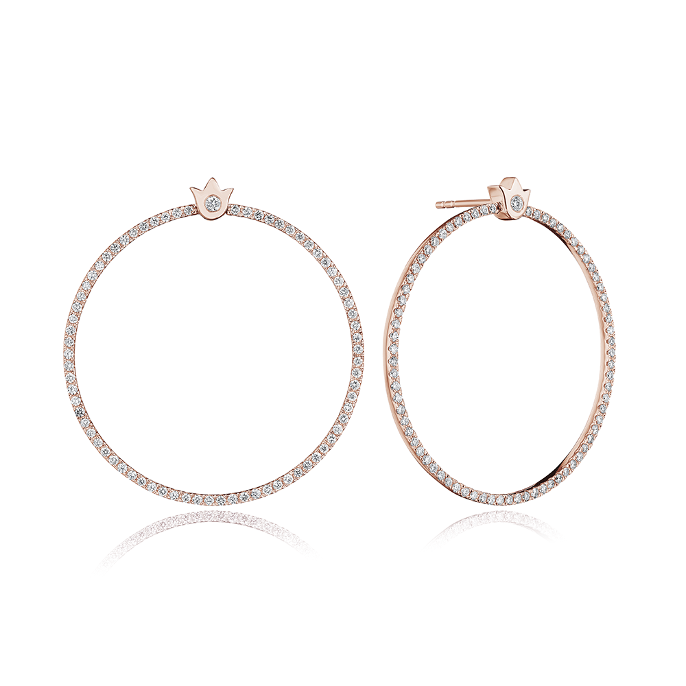 Medium Crest Diamond Circle Earring