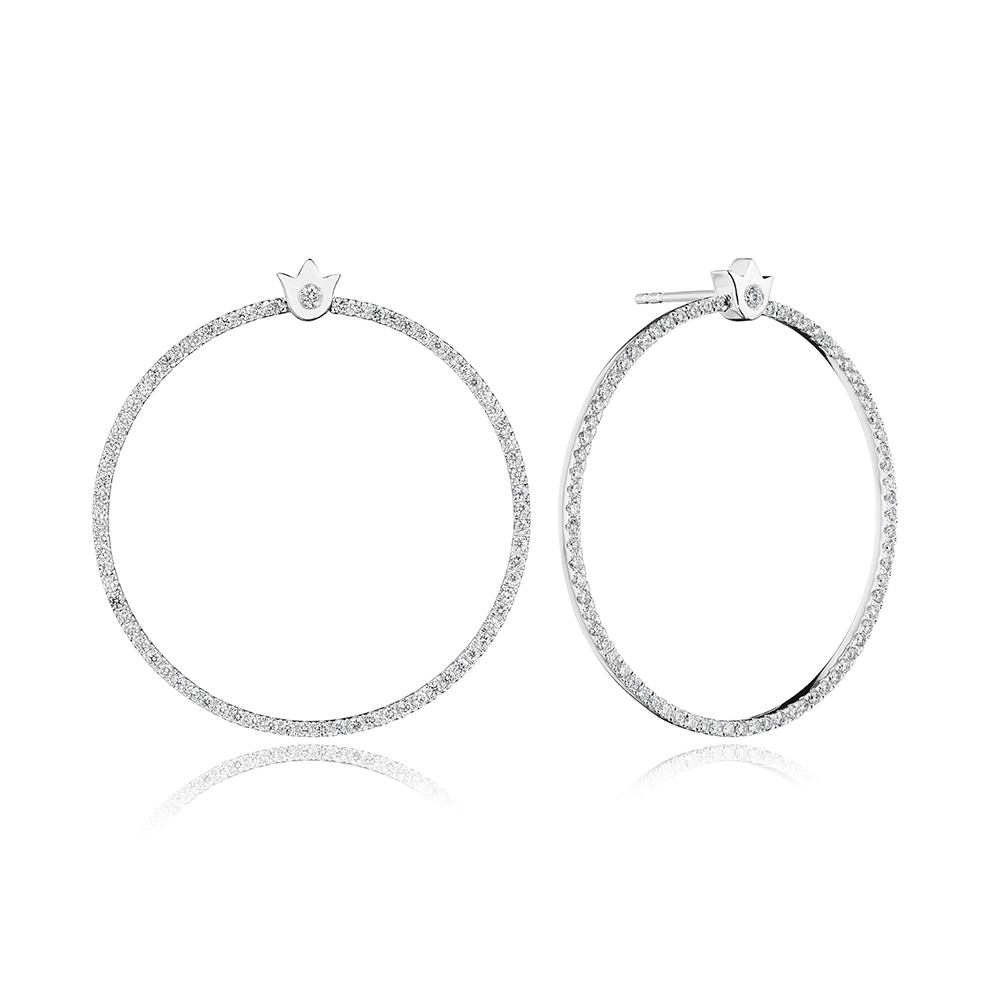 Medium Crest Diamond Circle Earring