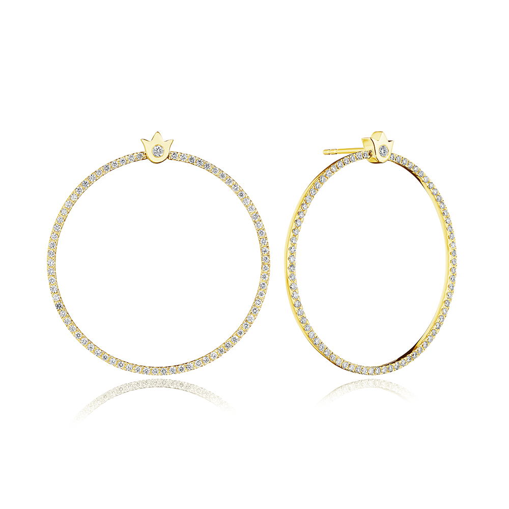 Medium Crest Diamond Circle Earring