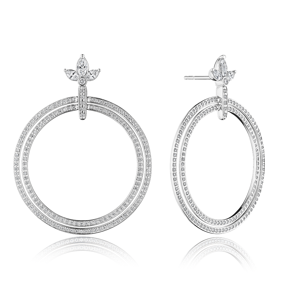 Crest Double Circle Drop Earring
