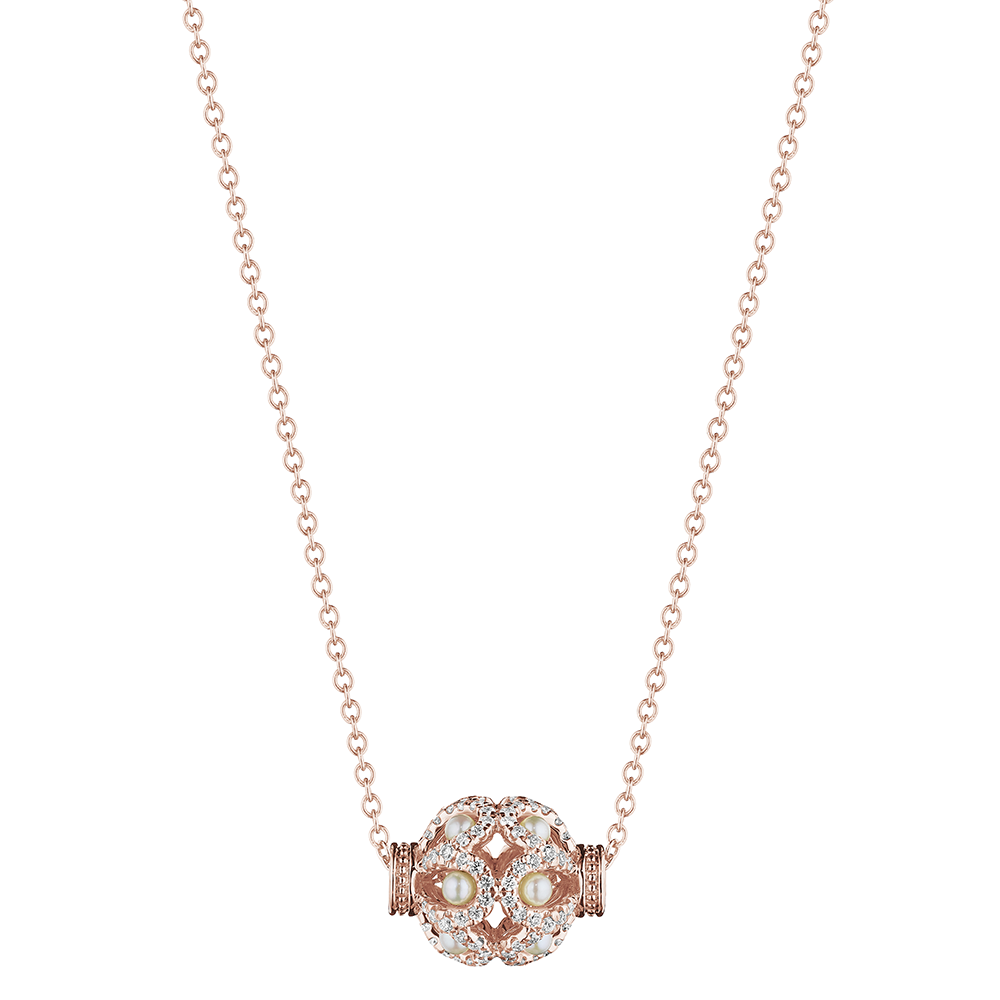 Rose Bead Diamond & Pearl Pendant