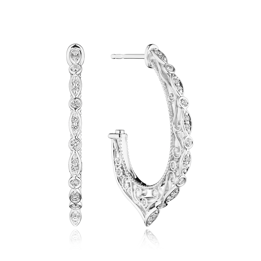 Medium Filigree Diamond Hoop