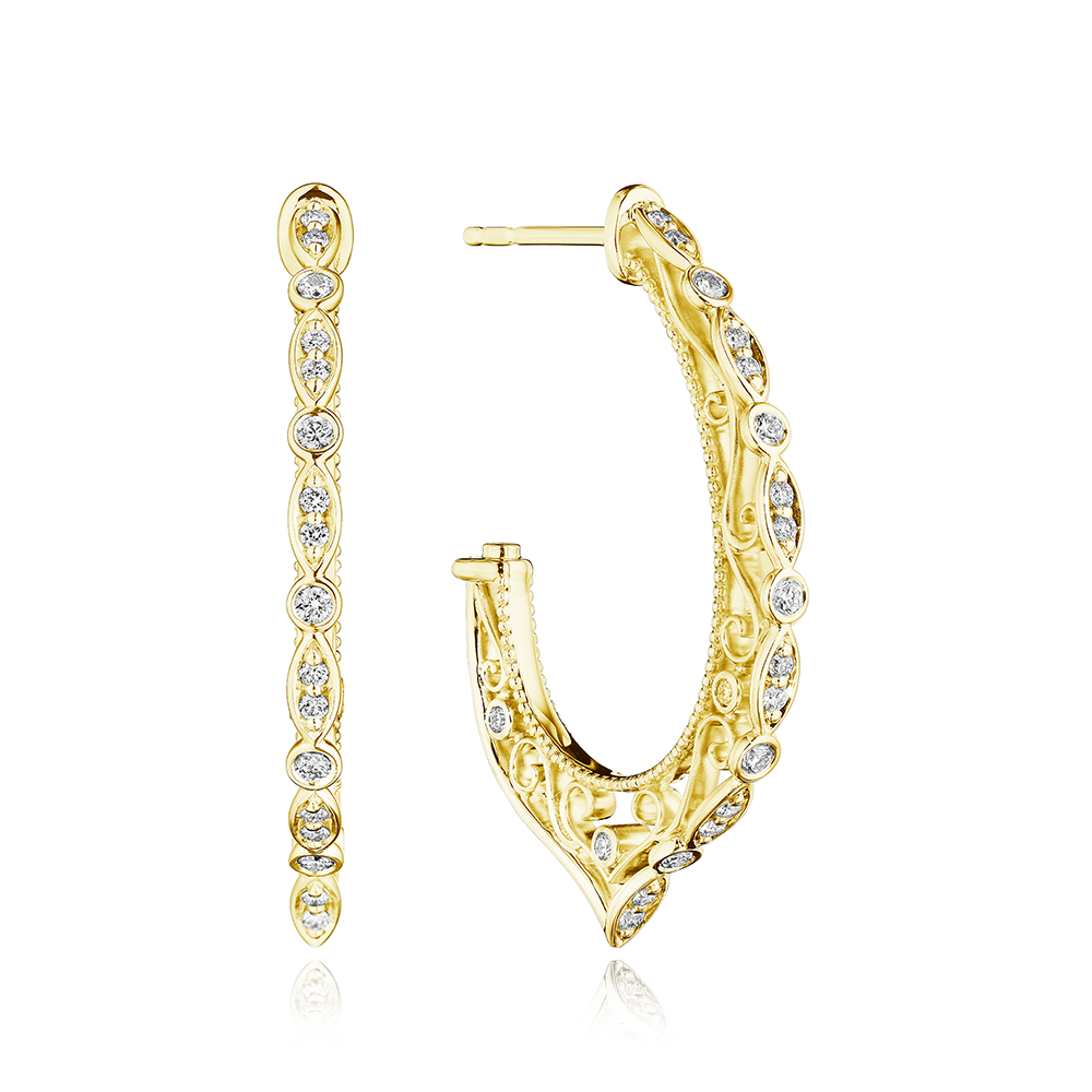 Medium Filigree Diamond Hoop