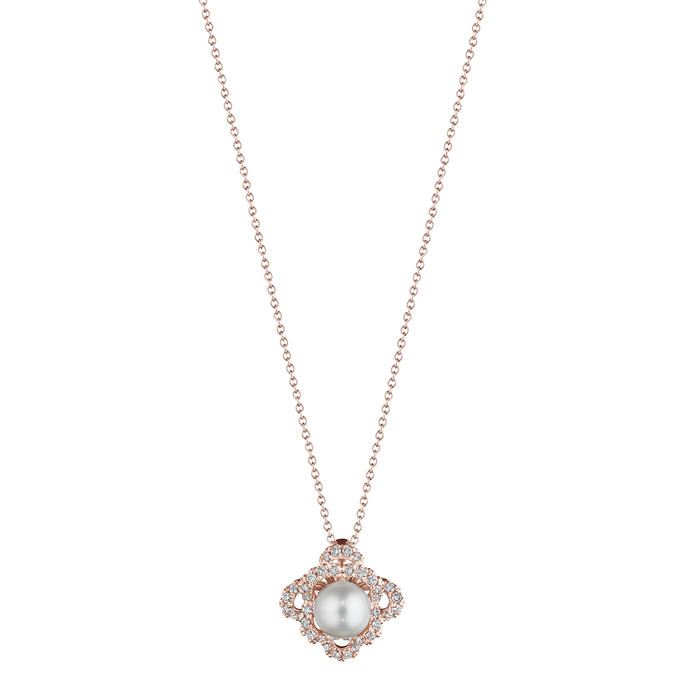Floret Diamond & Pearl Pendant