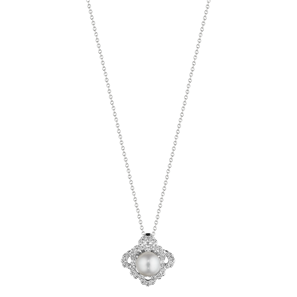 Floret Diamond & Pearl Pendant