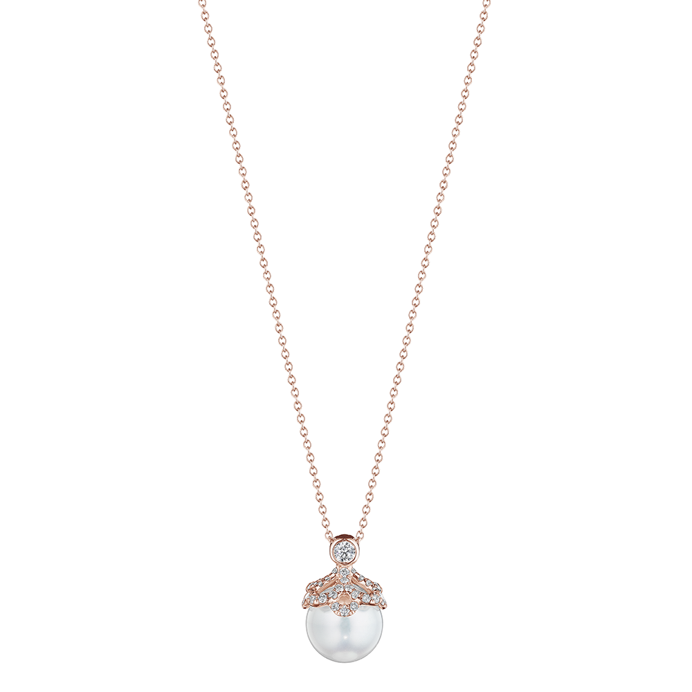 Floret Diamond & Pearl Cap Pendant