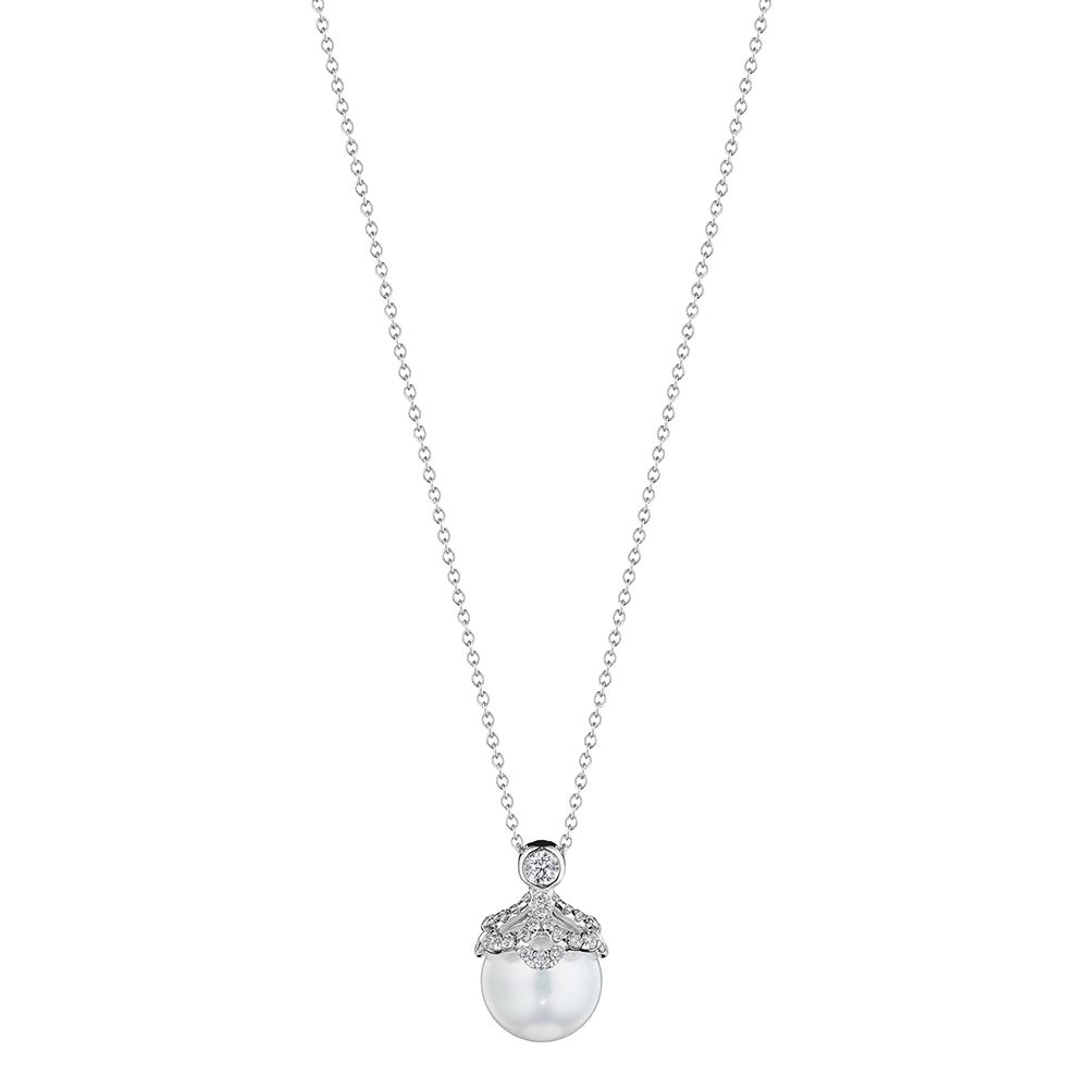 Floret Diamond & Pearl Cap Pendant
