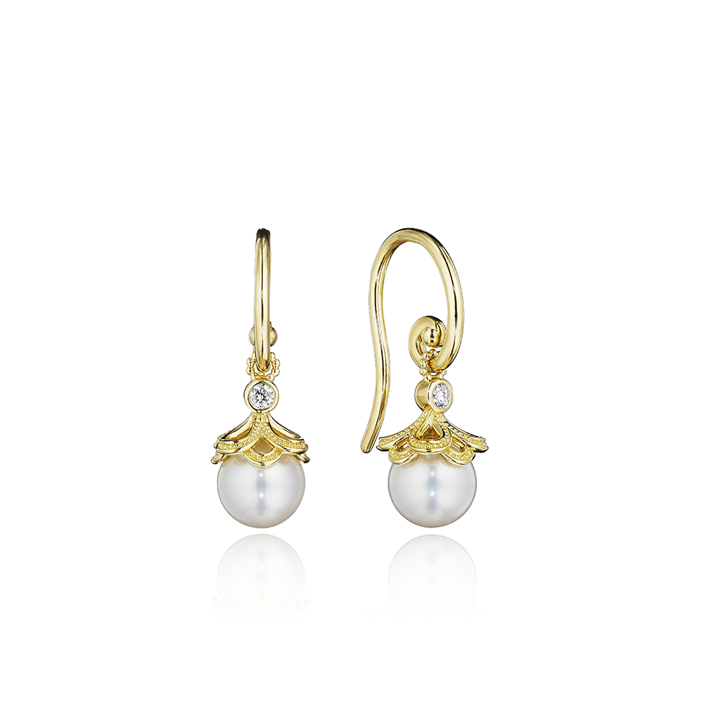 Floret Cap Pearl Dangle Earring