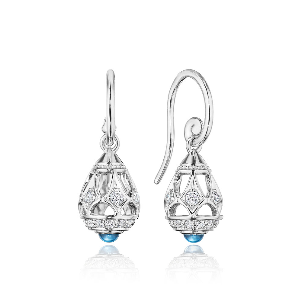 Diamond & Blue Topaz Dangle Earring