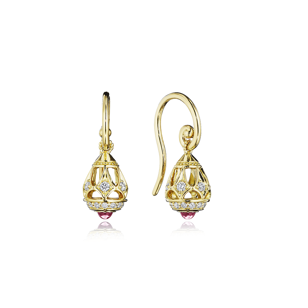 Diamond & Rhodolite Dangle Earring
