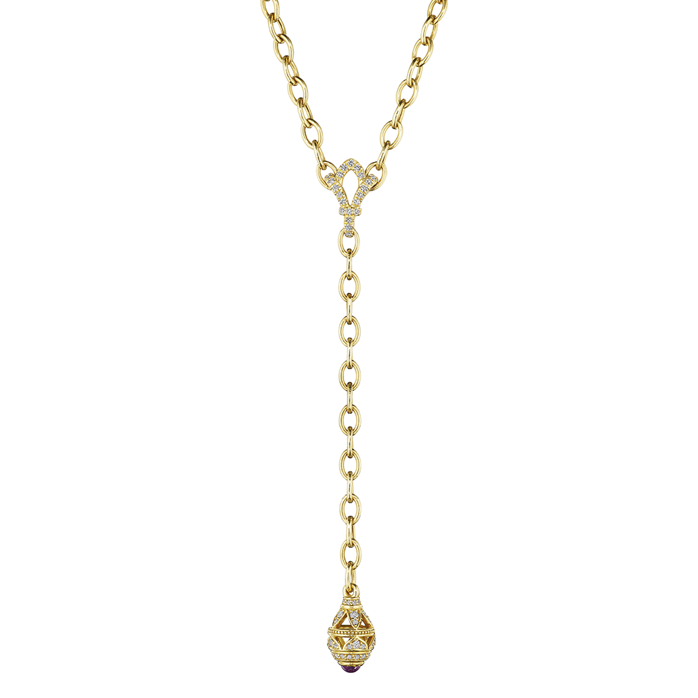 Diamond & Rhodolite Y-Necklace