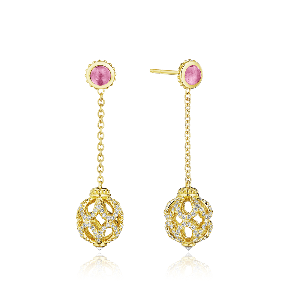 Diamond Rose Bead Drop Earring