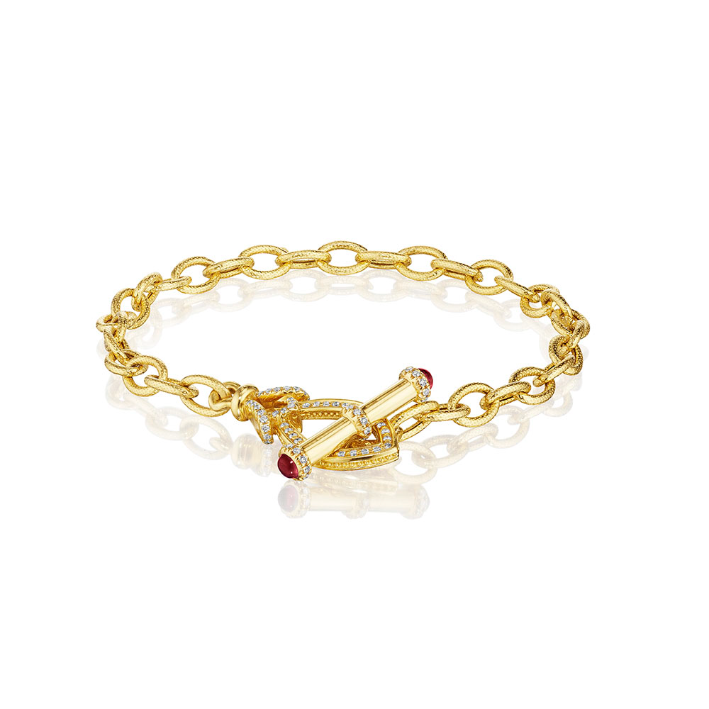 Diamond & Rhodolite Toggle Bracelet