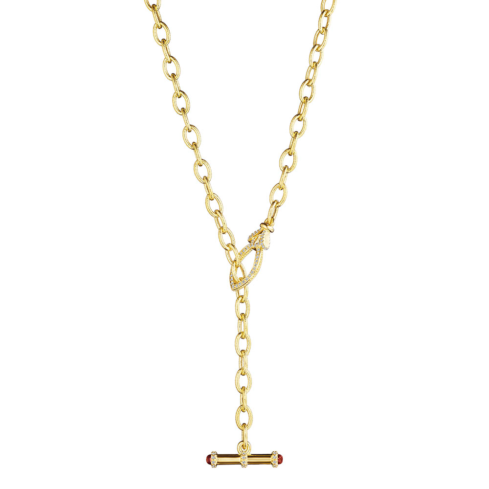 Diamond & Rhodolite Toggle Necklace